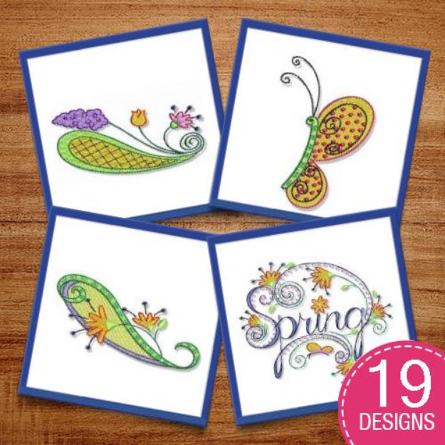 Picture of Swirly Spring Embroidery Design Pack