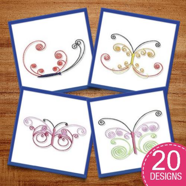 Picture of Swirly Butterflies Embroidery Design Pack