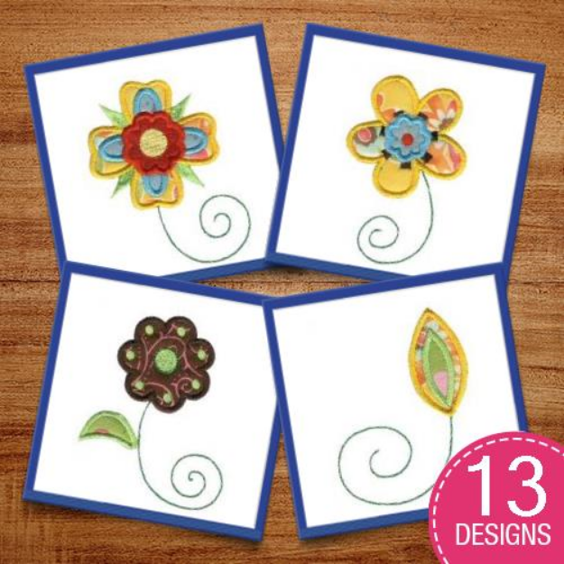 Picture of Doodle Flowers Applique Embroidery Design Pack