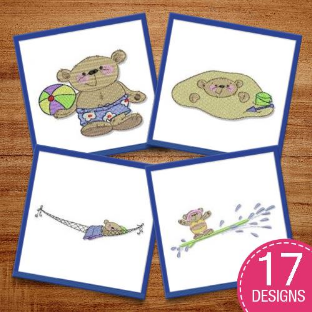 Picture of Summer Bears Embroidery Design Pack