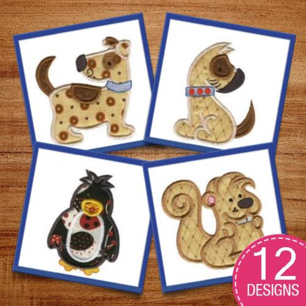 Picture of Sweet Applique Animals Three Embroidery Design Pack