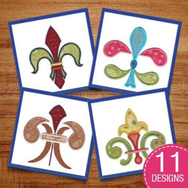 Picture of Fleur De Lis Applique Embroidery Design Pack