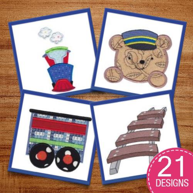 Picture of All Aboard Applique Embroidery Design Pack