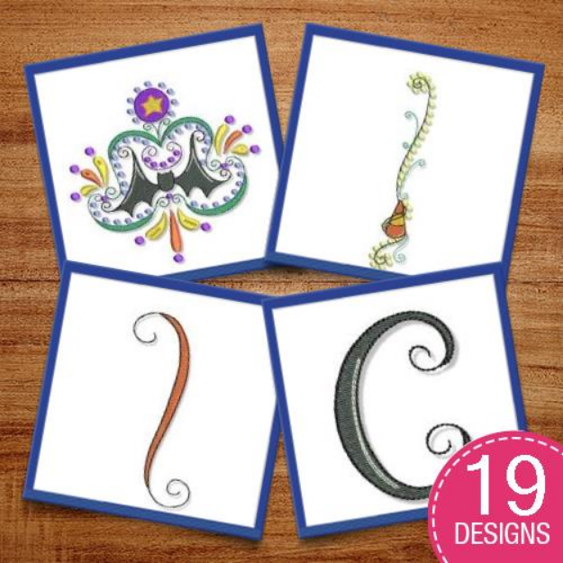 Picture of Swirly Halloween Doodads 5x7 Embroidery Design Pack