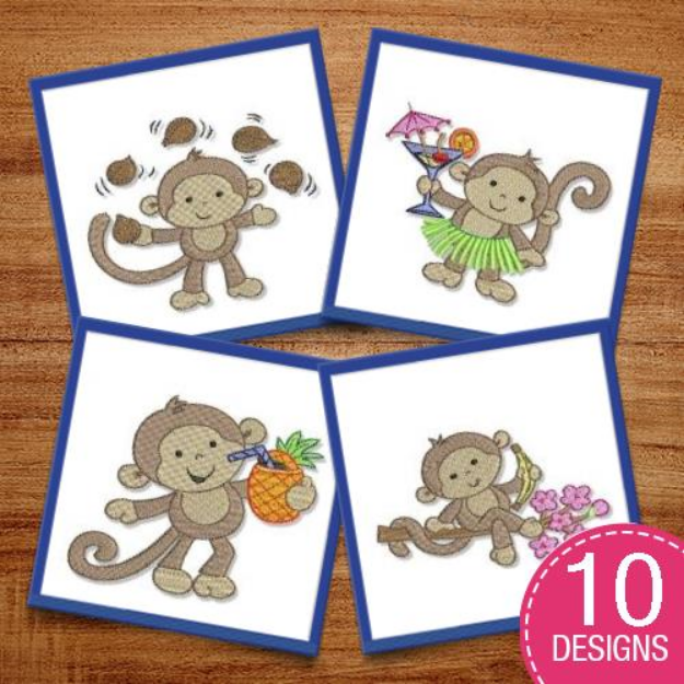 Picture of Monkeying Around Embroidery Design Pack