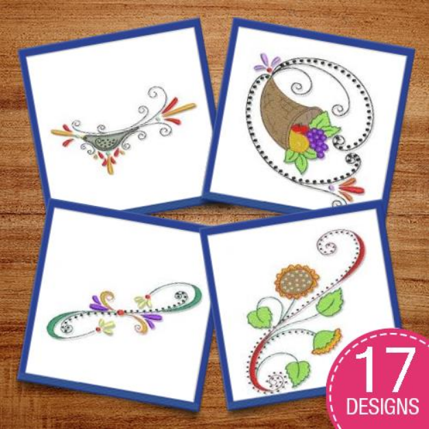 Picture of Swirly Autumn 5x7 Embroidery Design Pack