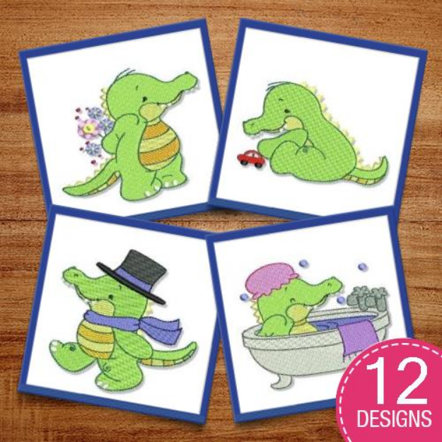 Picture of Cute Croc Embroidery Design Pack
