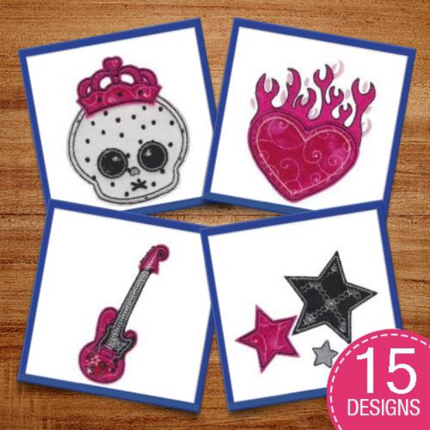 Picture of Rock On Applique Embroidery Design Pack