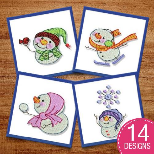 Picture of Itty Bitty Snowmen Embroidery Design Pack