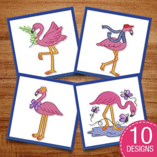 Picture of Flamingos Embroidery Design Pack