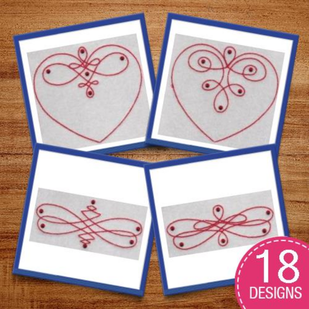 Picture of Swirled Hearts Embroidery Design Pack