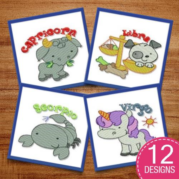 Picture of Zodiac Animals Embroidery Design Pack