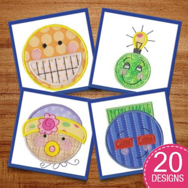 Picture of Silly Faces Applique Embroidery Design Pack