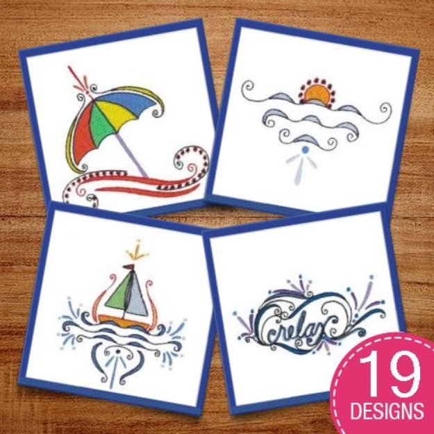 Picture of Swirly Seaside Embroidery Design Pack
