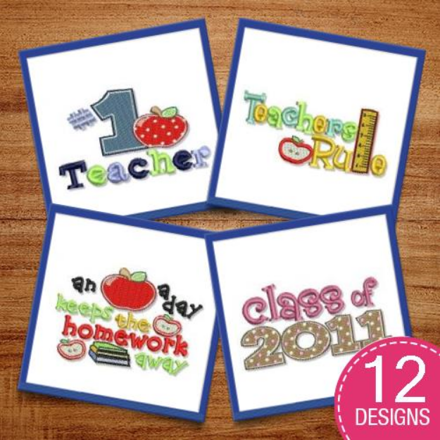 Picture of School Sentiments Embroidery Design Pack