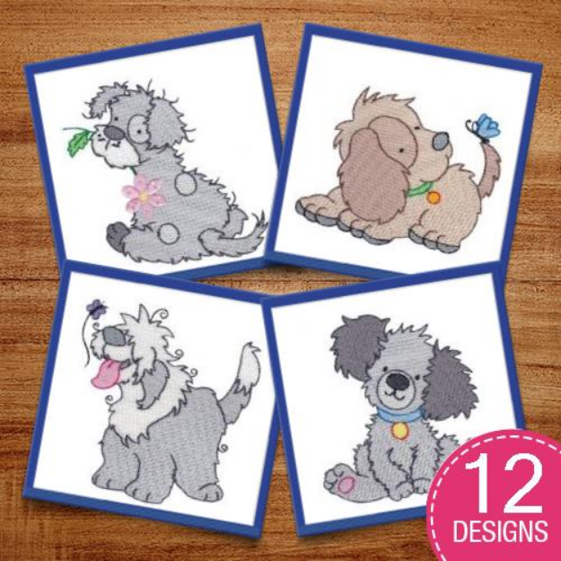 Picture of Fluffy Puppies Embroidery Design Pack