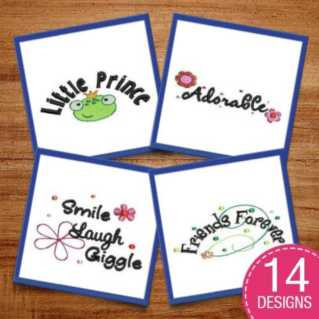 Picture of Cute Sentiments Embroidery Design Pack