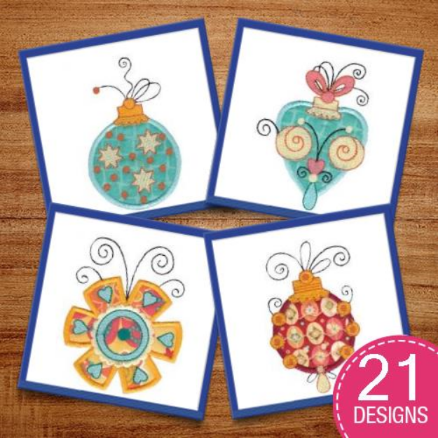 Picture of Whimsy Ornaments Applique Embroidery Design Pack