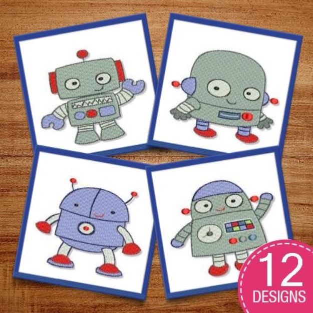 Picture of Robots Embroidery Design Pack