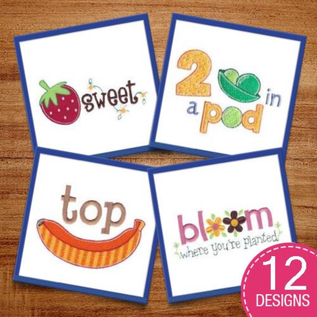Picture of Fruity Sentiments Embroidery Design Pack