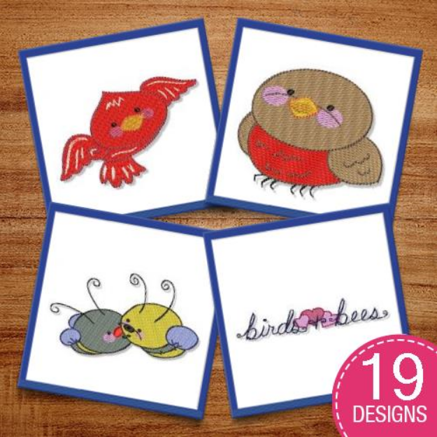Picture of Birds N Bees Embroidery Design Pack