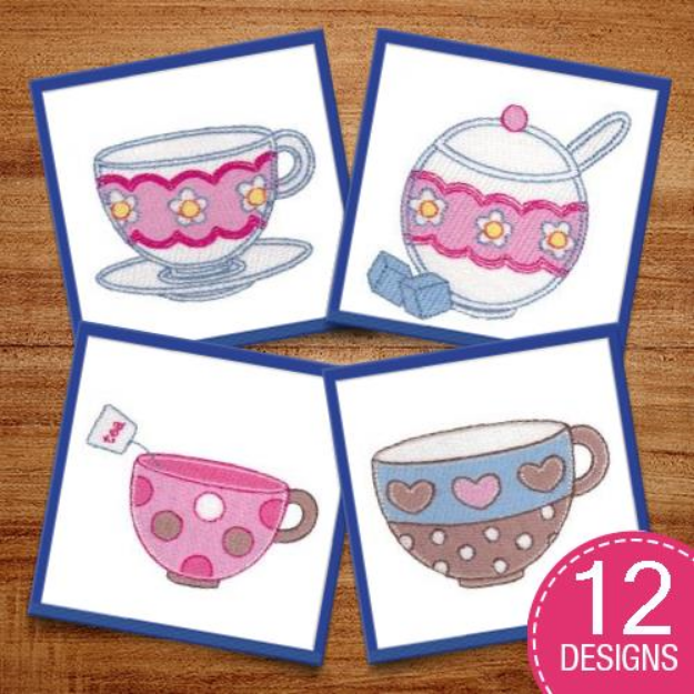 Picture of Time For Tea Embroidery Design Pack