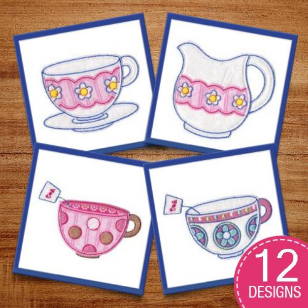 Picture of Time For Tea Applique Embroidery Design Pack