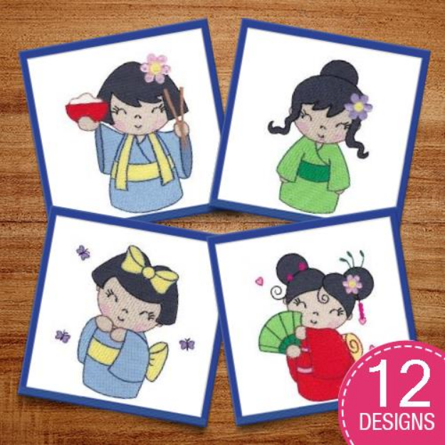 Picture of Kokeshi Dolls Embroidery Design Pack