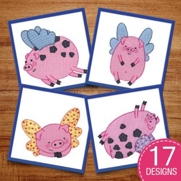 Picture of When Pigs Fly Embroidery Design Pack