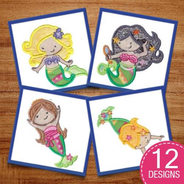 Picture of Magical Mermaids Applique Embroidery Design Pack