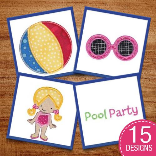 Picture of Pool Party Applique Embroidery Design Pack