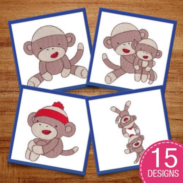 Picture of Sock Monkeys Embroidery Design Pack