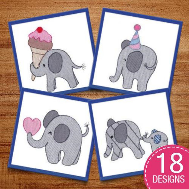 Picture of Little Elephant Embroidery Design Pack
