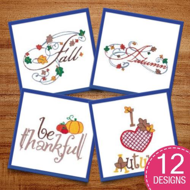 Picture of Autumn Sentiments Embroidery Design Pack