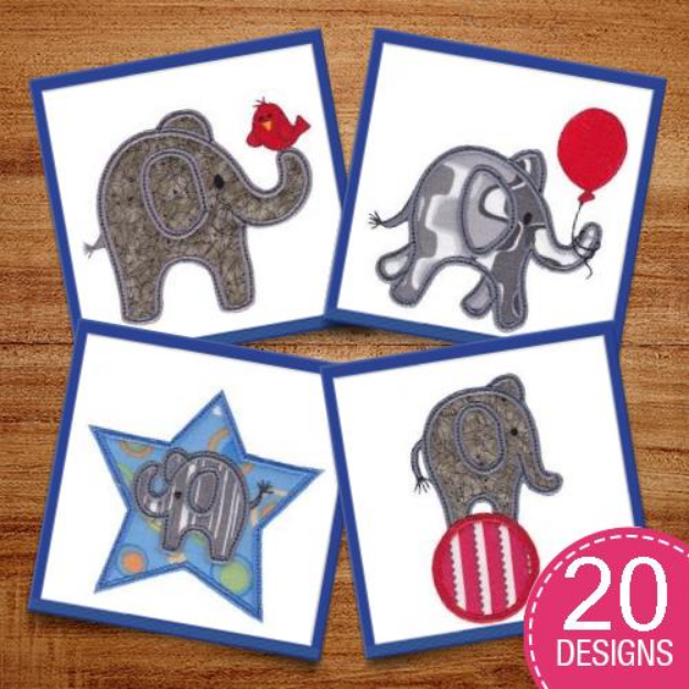 Picture of Little Elephant Applique Embroidery Design Pack