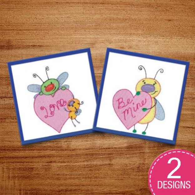 Picture of Love Bugs Embroidery Design Pack