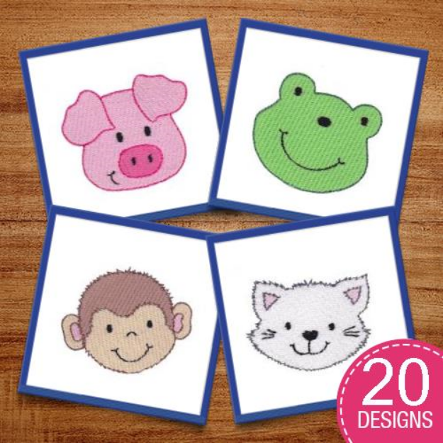 Picture of Little Animal Faces Embroidery Design Pack