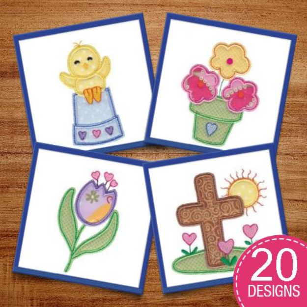 Picture of Spring Love Hearts Applique Embroidery Design Pack