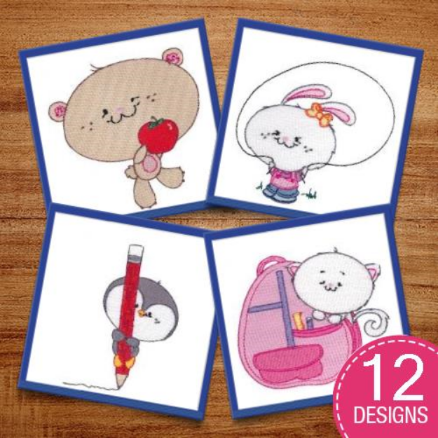 Picture of School Critters Embroidery Design Pack