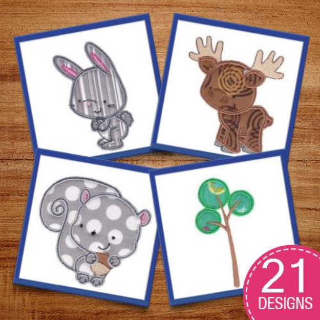Picture of Forest Animals Applique Embroidery Design Pack