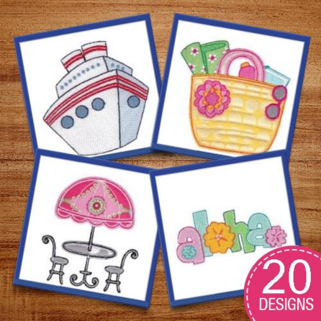 Picture of Vacation Time Embroidery Design Pack