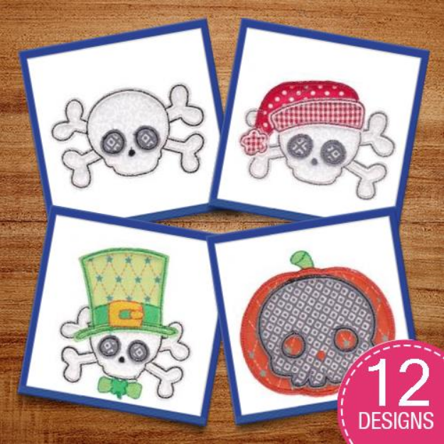 Picture of Skull Holiday Applique Embroidery Design Pack
