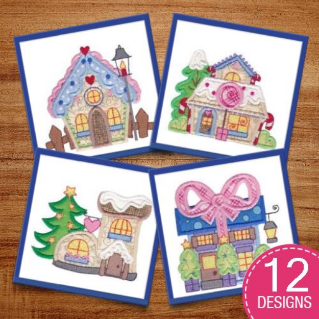 Picture of Christmas Village Applique Embroidery Design Pack