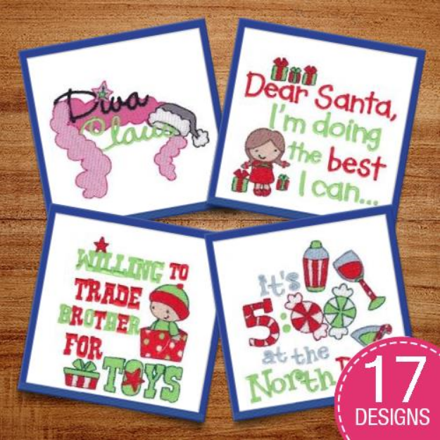 Picture of Christmas Sentiments Five Embroidery Design Pack