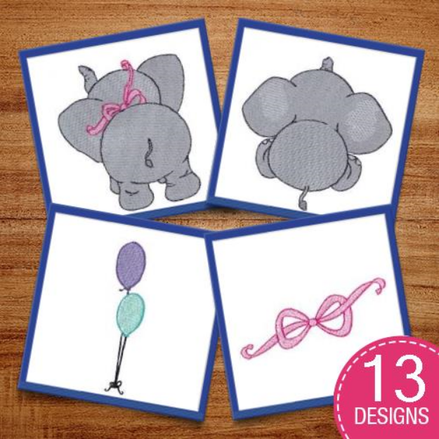 Picture of Baby Elephant Too Embroidery Design Pack