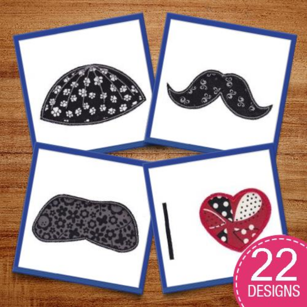 Picture of Moustache Applique Embroidery Design Pack