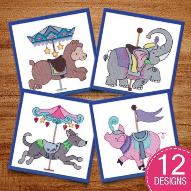 Picture of Carousel Animals Embroidery Design Pack