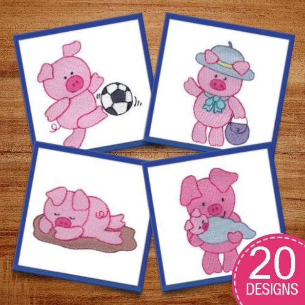 Picture of Little Piggy Embroidery Design Pack