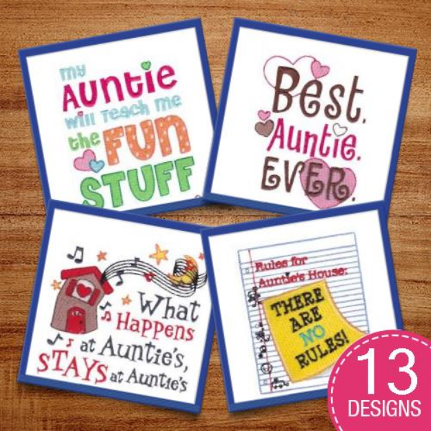 Picture of Dear Auntie Embroidery Design Pack
