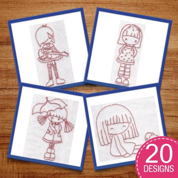 Picture of Tiny Teens Redwork Embroidery Design Pack